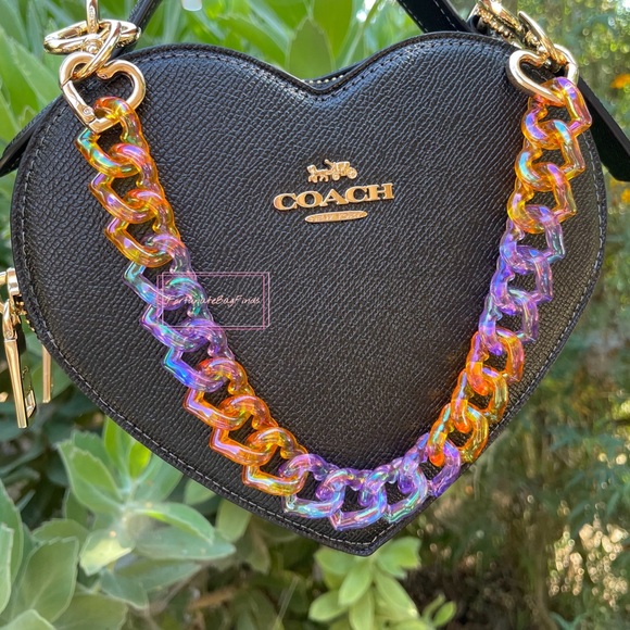 Halloween Orange Purple Triple Hearts Bag Purse Novelty Resin Chain Charm Strap - Picture 9 of 14